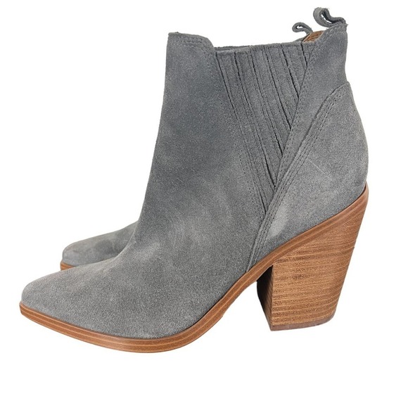 MARC FISHER LTD GADRI LEATHER HEELED BOOTIE IN GRAY NWOT WOMEN'S SIZE 8.5 - Picture 4 of 13